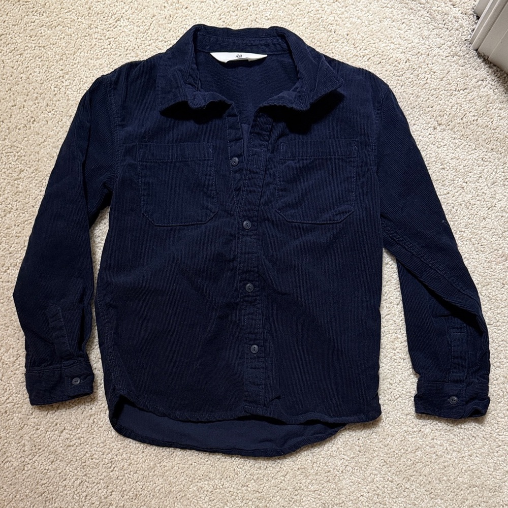 H&M Navy Corduroy Button-Down Shirt